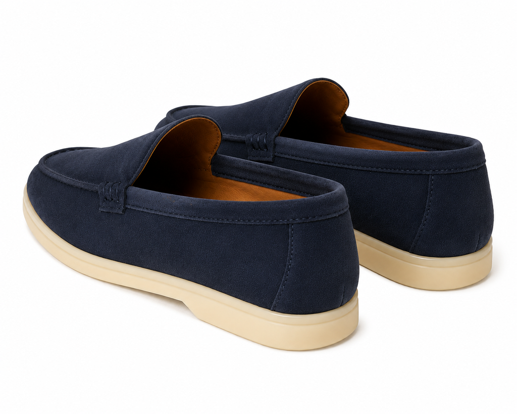 Navy Luxe Suede Loafers
