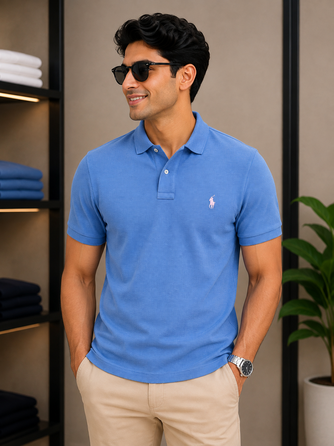 RL Sky Blue Collar T-Shirt