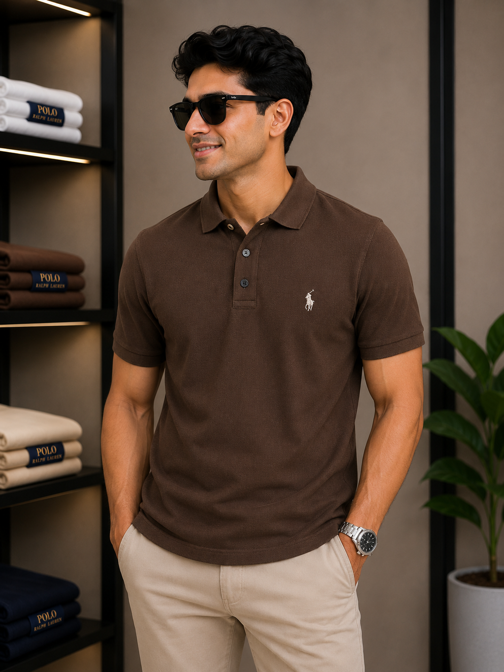 RL Collar T-shirt BROWN