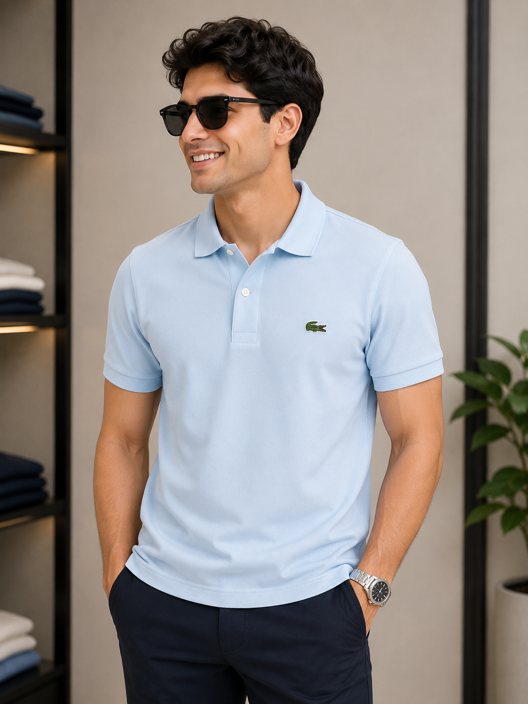 L Men Blue Classic Fit L.12.12 Shirt