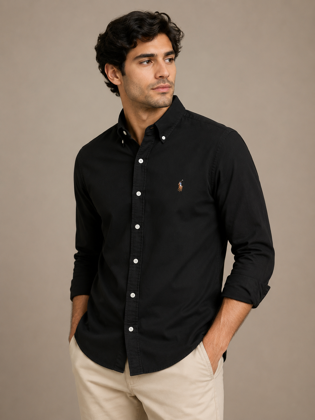 RL Black Oxford Shirt