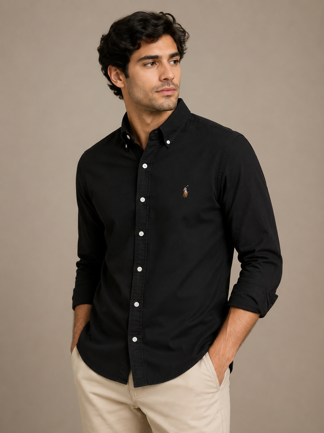 RL Black Oxford Shirt