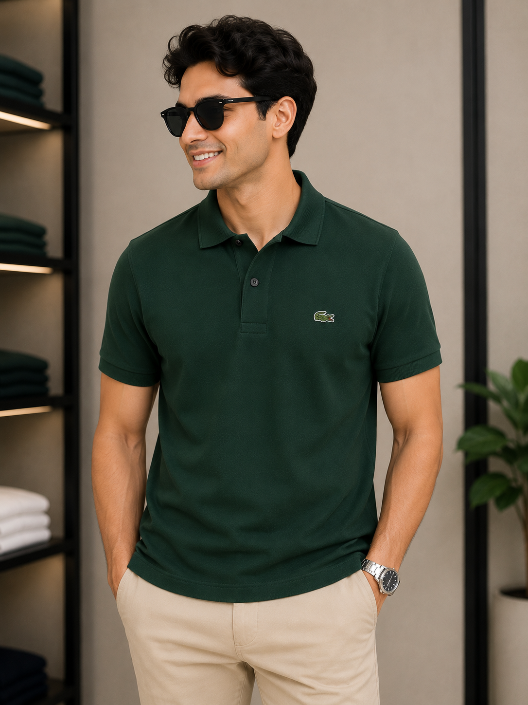 L Men Green Classic Fit L.12.12 Shirt