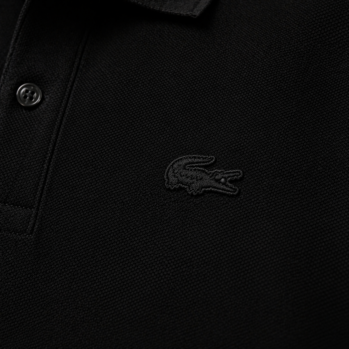 L Men Black Paris Shirt Regular Fit Stretch Cotton Pique